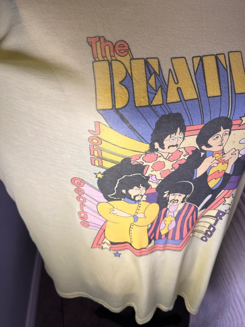 Junk Food Women’s The Beatles Yellow Graphic T-Shirt Modal Size Large NWOT - Picture 4 of 11